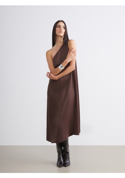 Tek Omuz Saten Elbise