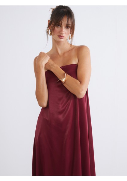 Straplez Yaka Saten Abiye Elbise fiyatları