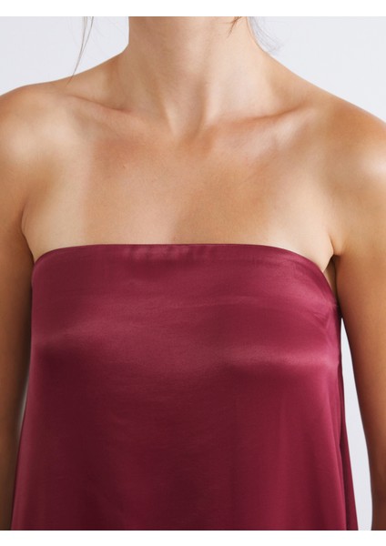 Straplez Yaka Saten Abiye Elbise modelleri