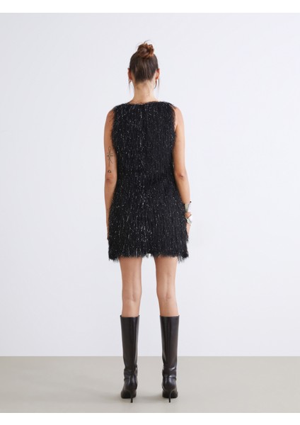 Bisiklet Yaka Tüylü Mini Triko Elbise fırsatları