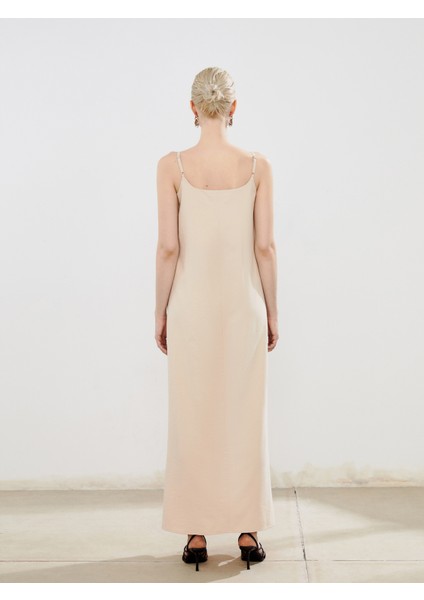 U Yaka Askılı Krep Elbise fırsatları