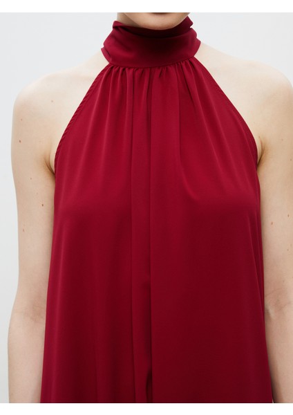 Halter Yaka Saten Elbise modelleri