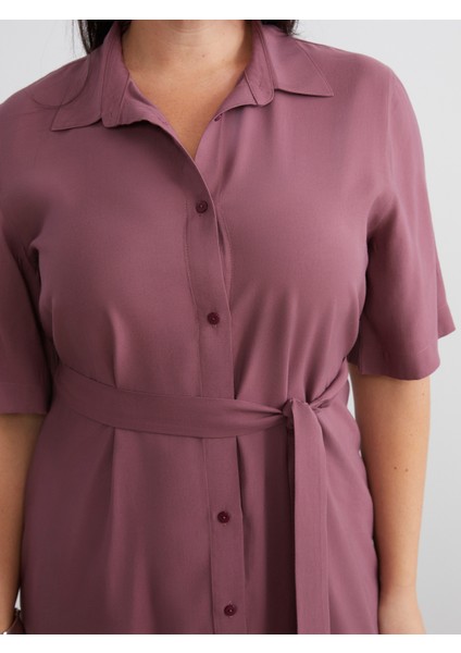 Büyük Beden Modal Karışımlı Gömlek Elbise modelleri