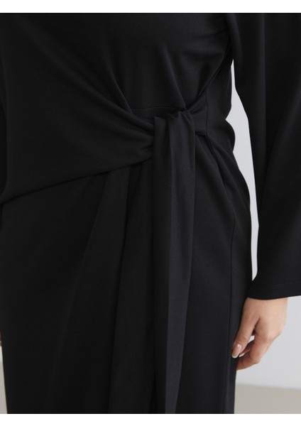 Büyük Beden Bisiklet Yaka Büzgülü Elbise modelleri