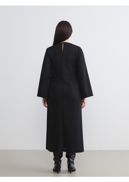 Büyük Beden Bisiklet Yaka Büzgülü Elbise fırsatları