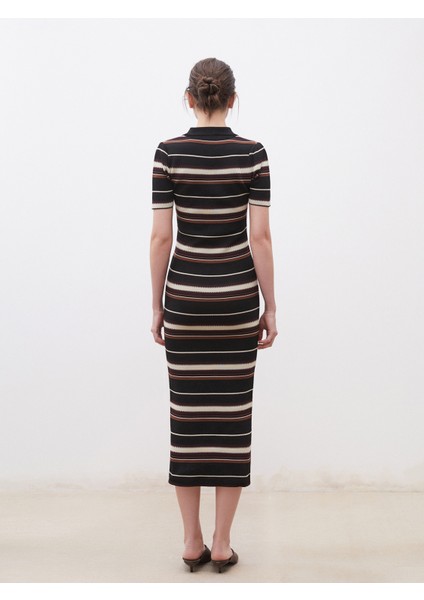 Polo Yaka Desenli Triko Elbise indirimleri