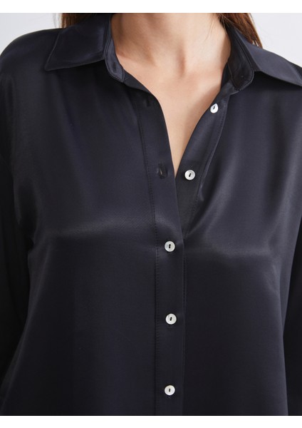 Desenli Saten Kadın Gömlek modelleri