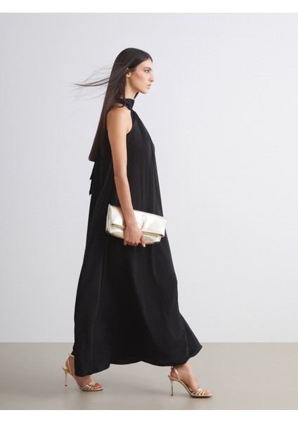 Halter Yaka Saten Elbise