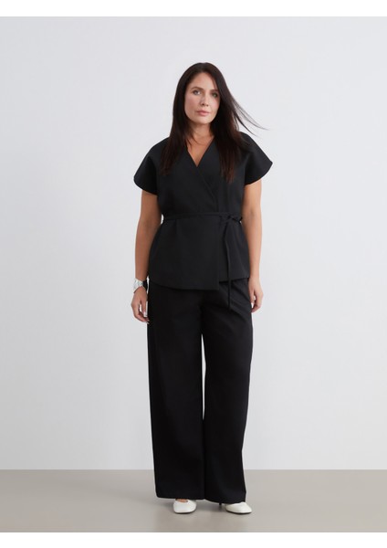 Büyük Beden Loose Fit Kadın Pileli Pantolon