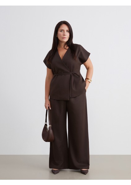 Büyük Beden Loose Fit Kadın Pileli Pantolon