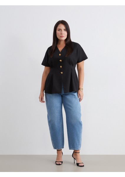 Büyük Beden Balloon Fit Kadın Jean Pantolon