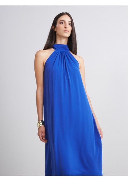 Halter Yaka Büzgülü Elbise