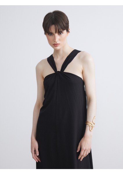 Halter Yaka Büzgülü Elbise modelleri