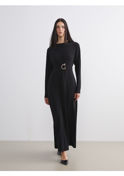 Bisiklet Yaka Büzgülü Elbise