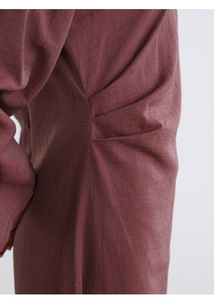 Bisiklet Yaka Dokulu Büzgülü Elbise modelleri