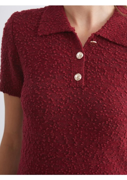 Polo Yaka Dokulu Triko Mini Elbise modelleri