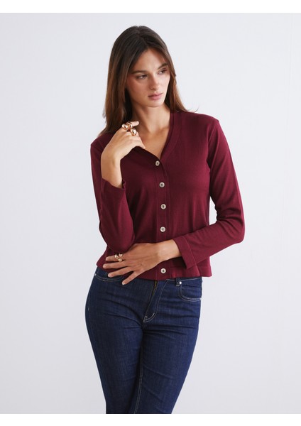 V Yaka Kadın Triko Hırka