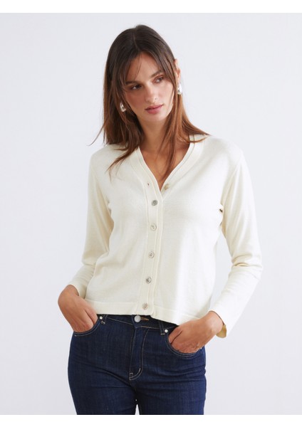 V Yaka Kadın Triko Hırka