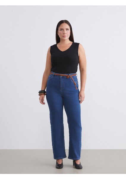 Büyük Beden Straight Fit Kadın Jean Pantolon