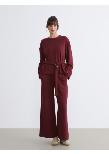 Beli Lastikli Geniş Paça Kadın Eşofman Altı