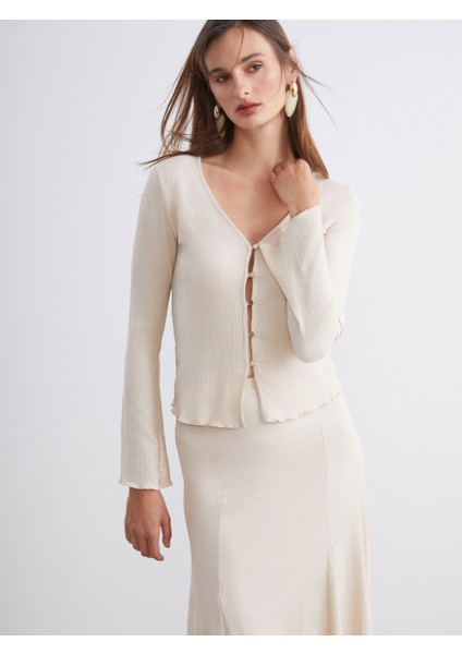 V Yaka Dokulu Kadın Hırka