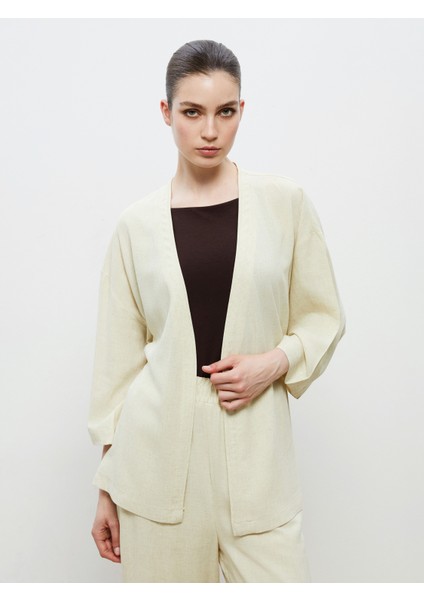 Şal Yaka Keten Karışımlı Kadın Kimono