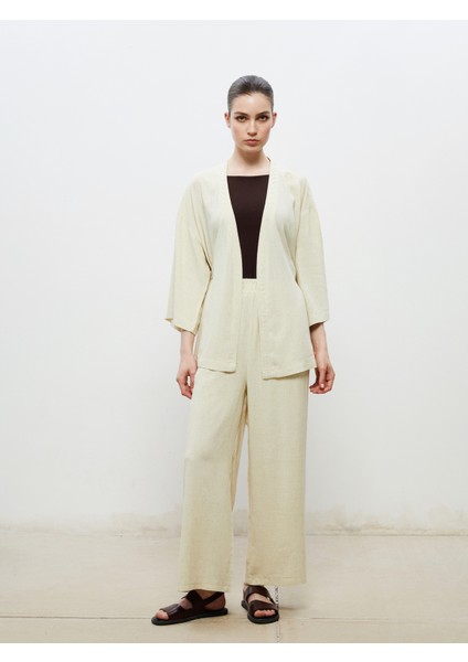 Şal Yaka Keten Karışımlı Kadın Kimono fiyatları