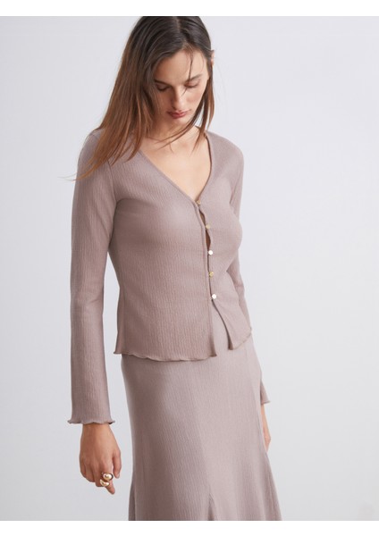 V Yaka Dokulu Kadın Hırka