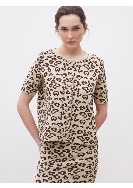 Bisiklet Yaka Desenli Kadın Triko Hırka fırsatları