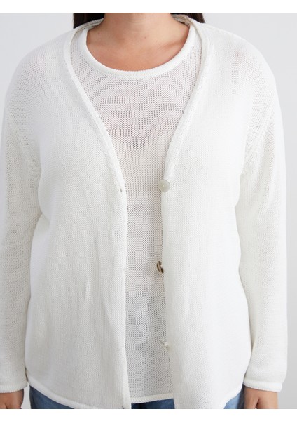 Büyük Beden V Yaka Kadın Triko Hırka modelleri