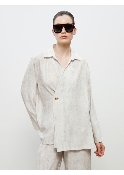 Keten Görünümlü Kadın Gömlek