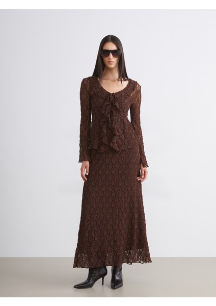 Bağlamalı Yaka Ajurlu Dantelli Kadın Hırka fiyatları