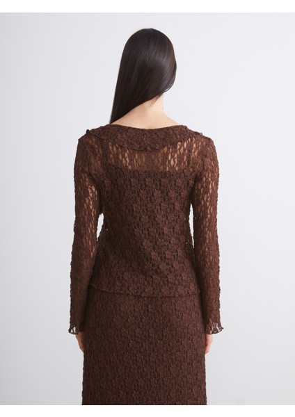 Bağlamalı Yaka Ajurlu Dantelli Kadın Hırka fırsatları