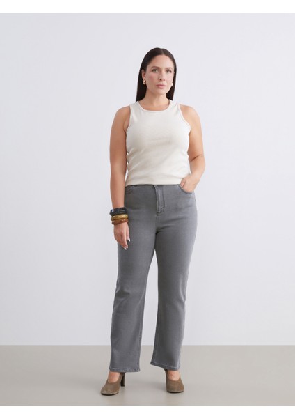 Büyük Beden Straight Fit Kadın Jean Pantolon