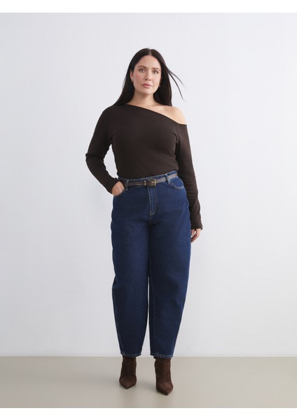 Büyük Beden Balloon Fit Kadın Jean Pantolon