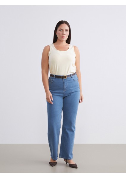 Büyük Beden Straight Fit Kadın Jean Pantolon