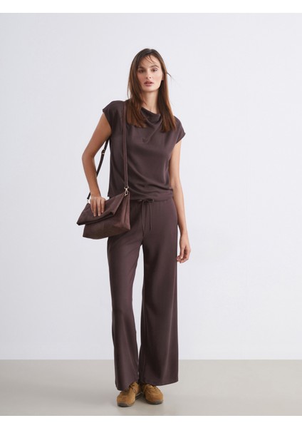 Beli Lastikli Geniş Paça Kadın Eşofman Altı