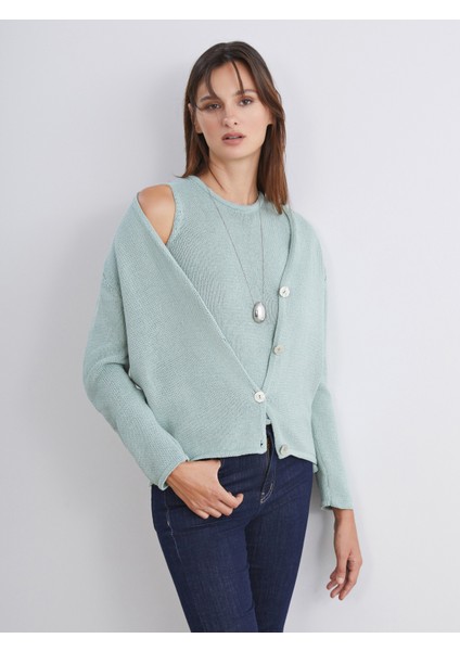 V Yaka Kadın Triko Hırka