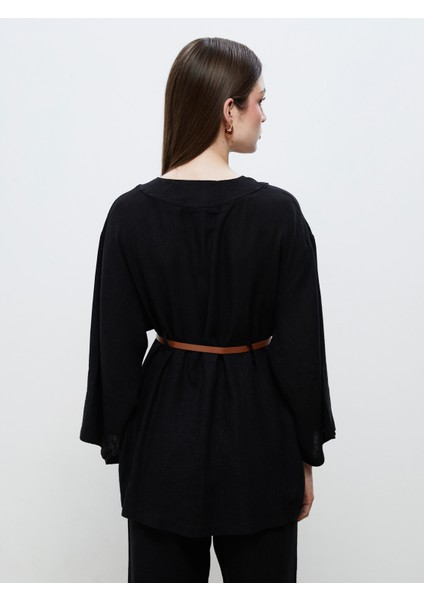 Şal Yaka Kemerli Kadın Kimono fırsatları