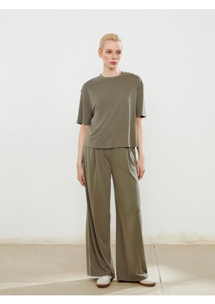 Beli Lastikli Modal Karışımlı Kadın Eşofman Altı