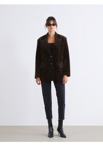 Leopar Desenli Kadın Kaşe Kaban fiyatları