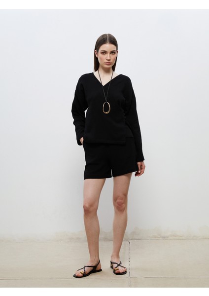 Beli Lastikli Dokulu Kadın Şort