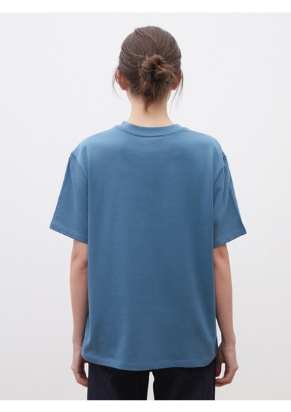 Bisiklet Yaka Baskılı Oversize Kadın Tişört fırsatları