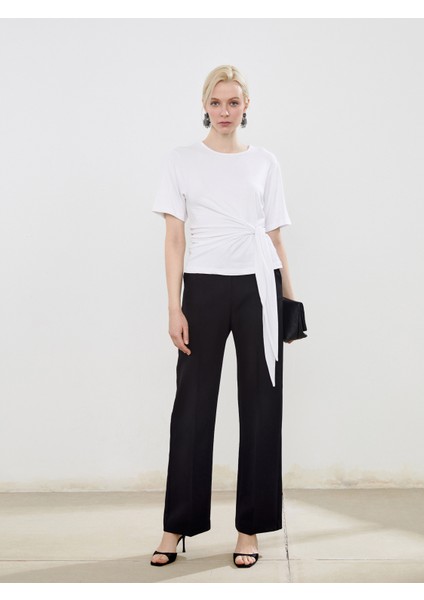 Bisiklet Yaka Büzgülü Kadın Tişört fiyatları