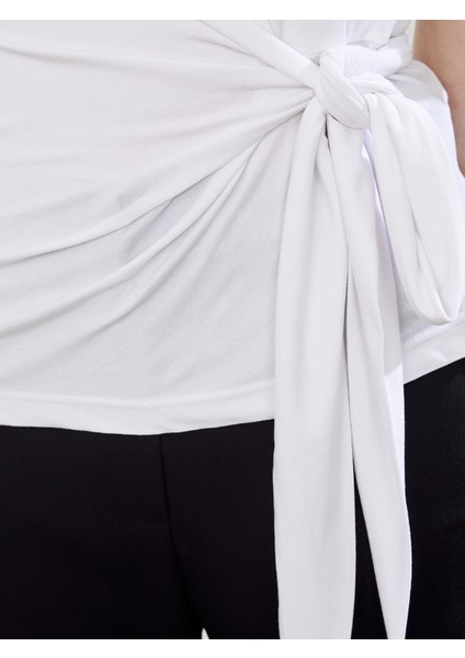 Bisiklet Yaka Büzgülü Kadın Tişört modelleri