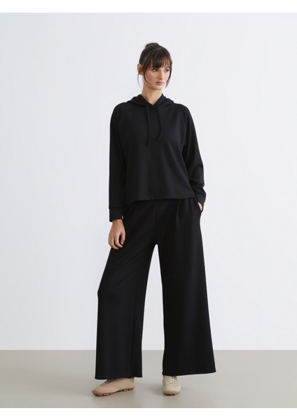 Beli Lastikli Geniş Paça Kadın Eşofman Altı