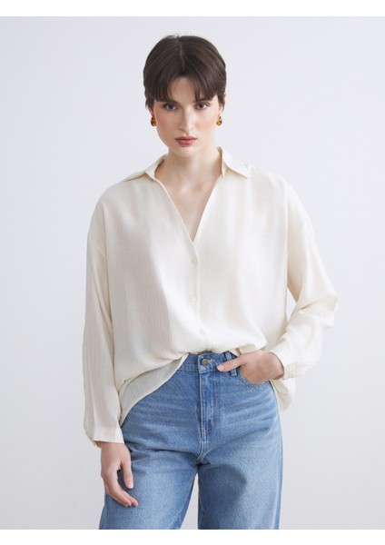 Dokulu Poplin Kadın Gömlek