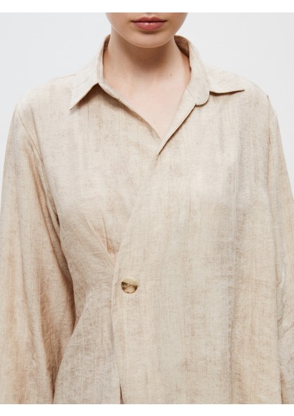 Keten Görünümlü Kadın Gömlek modelleri