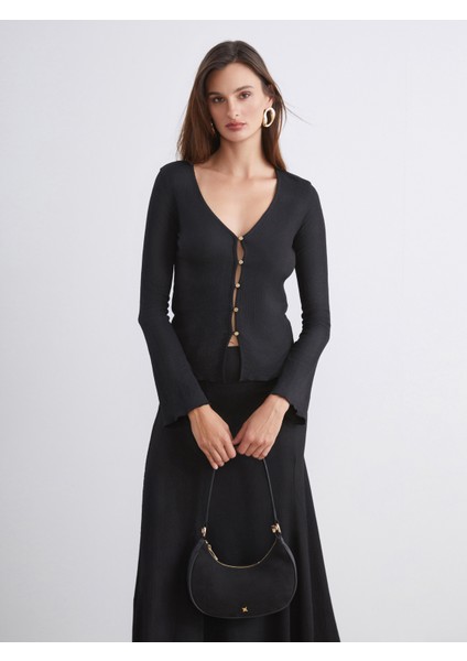 V Yaka Dokulu Kadın Hırka