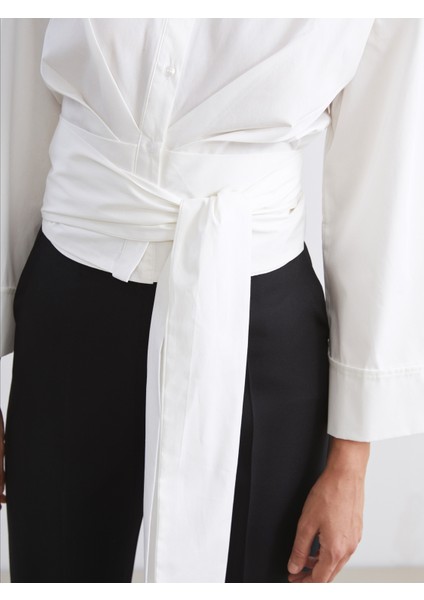 Bağlamalı Poplin Kadın Gömlek modelleri